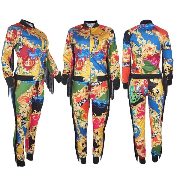 New Vibrant Colorful Two Piece Jogger Set Juniors’ Size XL - Picture 4 of 6